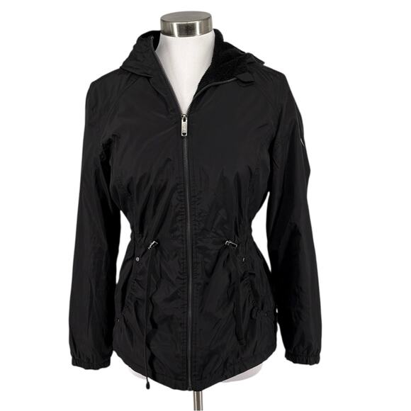 HFX Womens Black Hooded Zip Up Fleece Loned Jacket Size M - Picture 1 of 13